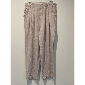Free People Lotta Love‎ Linen Blend High Rise Wide Leg Trousers Size 8